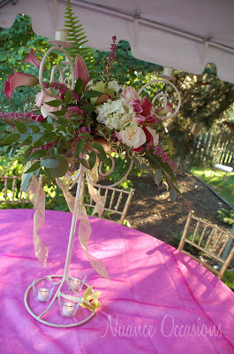 Floral Centerpiece in backyard tent