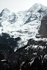 The light blue area near the center of this photo is glacier.