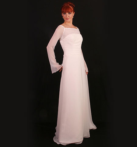 classic sheer wedding dress long sleeves