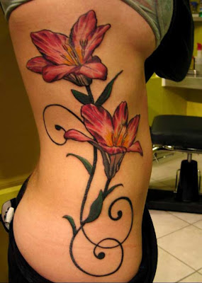 Ideas lotus flower tattoo in side body girl