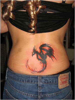 Phonix tattoo design on back body