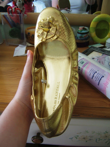 gold bridal shoes*comfy flat