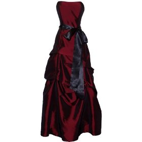 Strapless Taffeta Bridesmaid Prom Holiday Formal Gown Long Dress