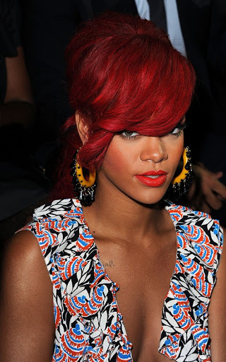 rihanna pictures with red hair. rihanna red hair long curly.