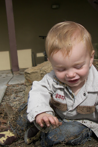 Check out the dirt in his hair.