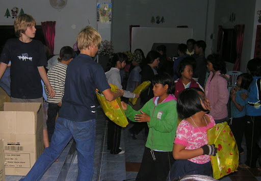 handing out