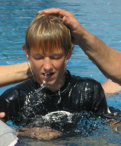 Luke being baptised
