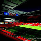 This is an interior view of LFC's new stadium - this is the north and east sides.