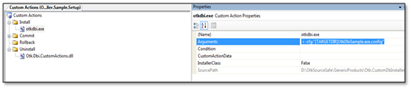 Add otkdbi.exe and Otk.Dbi.CustomActions.dll as your Custom Actions