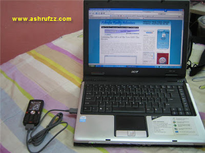 My Sony Ericsson W810i with Celcom 3G on My Acer Aspire 3683