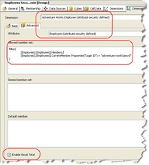 Dimension Security Settings for Employees Security Role