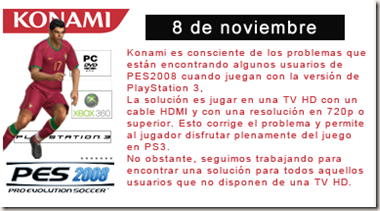 PES 2008 comunicado