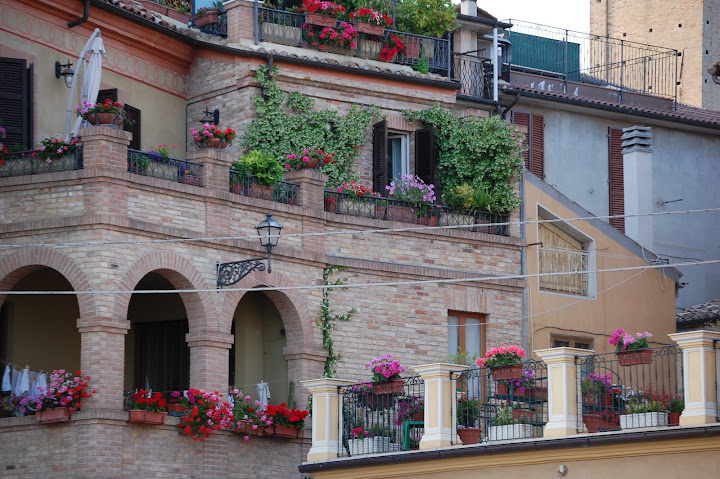 Flowered balcony of Largo Speranza