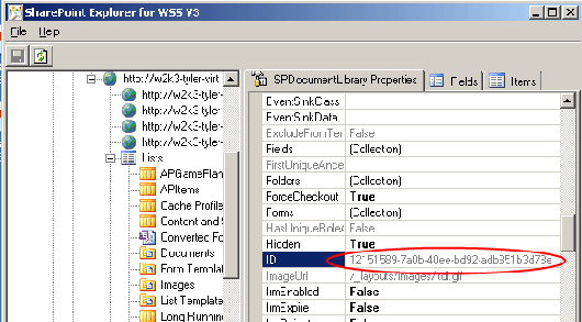 Finding a List ID GUID using SharePoint Explorer