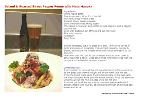 salami & roasted sweet pepper penne with mata manuka