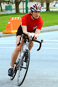 Joanne on the bike in Delta 2007