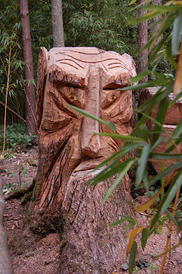 Carved tree stump face