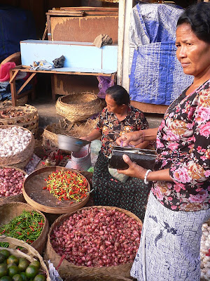 Vegetable and flower stall, Ubud market