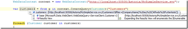 shows mouseover of query