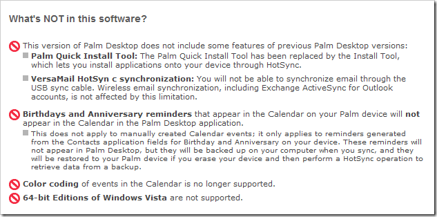 Palm software disclaimer 2