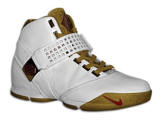 The Nike LeBron V White and Gold Release Date