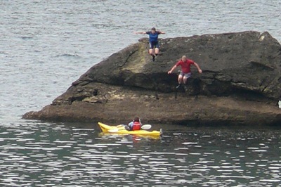 Rock jumping into 44M of water