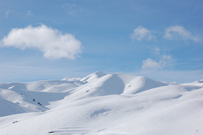 Sunny snowy naked hills near Hailey, Idaho.