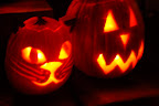 Happy Halloween! Four jack-o-lanterns carved by Seiji Onizuka and Lisa Callagher Onizuka. Photo by Lisa.