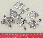 Antique Silver Toggle Clasp - Heart