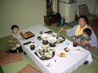 A traditional Japanese dinner, served in our room at the Nakamuraya Ryokan - http://www.japaneseguesthouses.com/db/sapporo/nakamuraya.htm