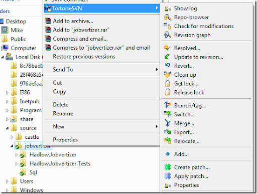 With the tortoise svn client