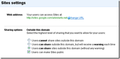 setting Google Sites