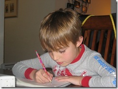Quinn working on daily writing