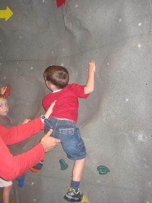 BigE on a climbing wall
