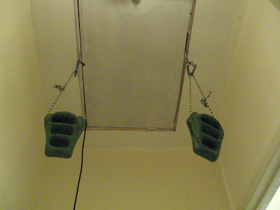 Rock rings suspended from the attic