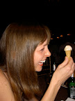 Our giant friend Camey eating an ice cream cone @ Mark's sister's reception