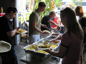 Lining up for a you-build-it breakfast burrito
