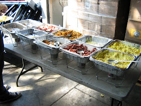 The burrito bar - meat, meat, meat, potatoes, potatoes, meat, eggs, eggs, eggs