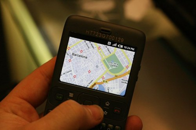Google Phone(GPhone, G-Phone) display with map software on it photo