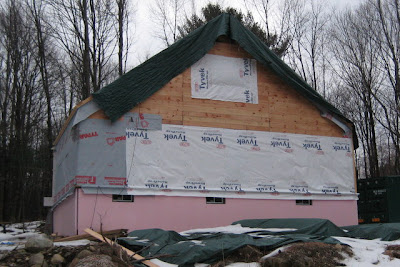 The back of the house with the paper in place