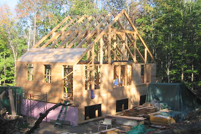 What we got done of the roof with one height of the scaffold framing 