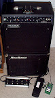 The Nomad (backup rig)... Top to bottom: Sabine STX-1100 tuner, Mesa/Boogie Nomad 45, Mesa/Boogie Thiele cab, Dunlop Crybaby 535Q wah, Ibanez TS9-DX Tube Screamer Turbo