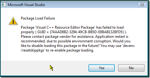 Package Load Failure 