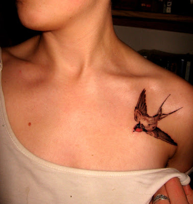 Sexy girl with bird tattoo design