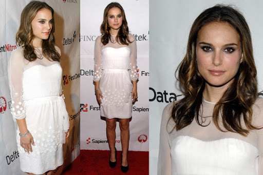 Natalie Portman Stunning in Sheer Christian Dior White Dress