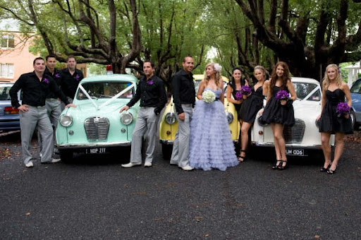 Bride and Groom Take Picture With Groomsmen and Bridesmaid Stunning Black