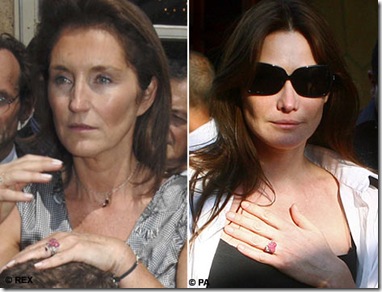 French President Nicolas Sarkozy has given same diamond ring to Cecilia and Carla Brun