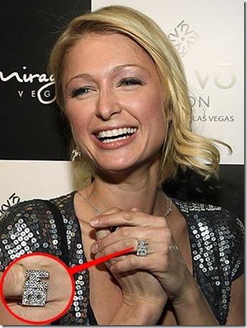 Paris Hilton's Benji Madden ( B.M.) ring on finger picture