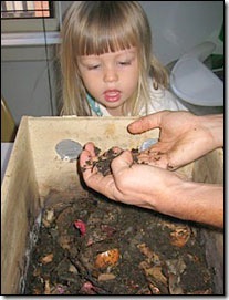 The Beavan family compost their food waste with worms