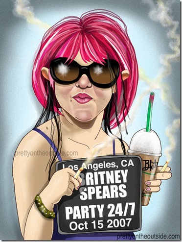 britney spears mugshot, caricuture